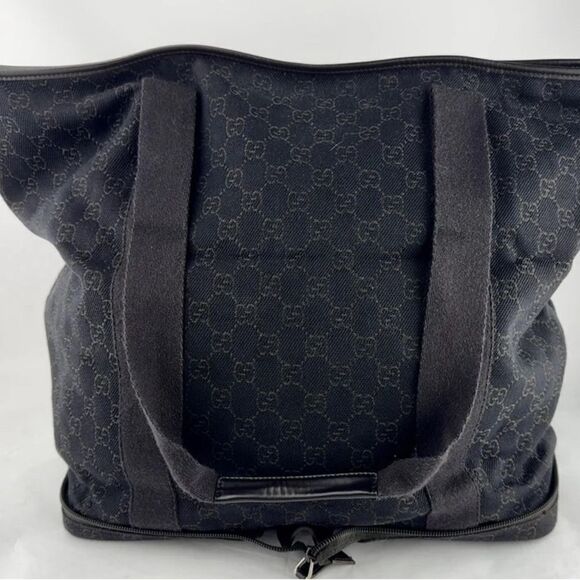 Gucci Black/Brown Collapsible Folding Travel Tote Bag Purse impeccable - Picture 3 of 17